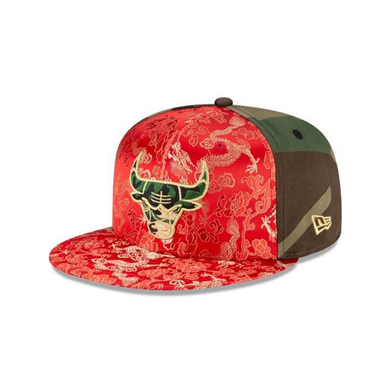 NBA Chicago Bulls Dragon Satin 59Fifty Fitted (CJM0505) - Green New Era Caps